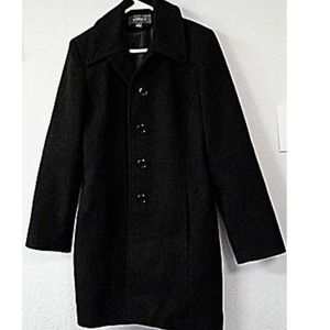 LIZ CLAIBORNE BLACK 100% WOOL WINTER COAT